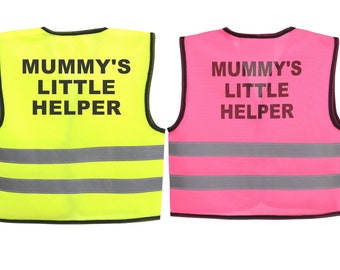Baby  Pin or Yellow Vests Printed "MUMMY'S LITTLE HELPER" Reflective Waistcoat Hi Visibility  Safety 3 Sizes