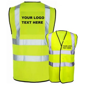 Personalised Orange or Yellow Hi Visibility Safety Vest Waistcoat in 8 Sizes