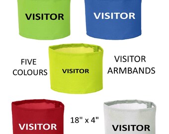 Shower Proof Armbands Printed VISITOR 6 Colours 18" x 4"