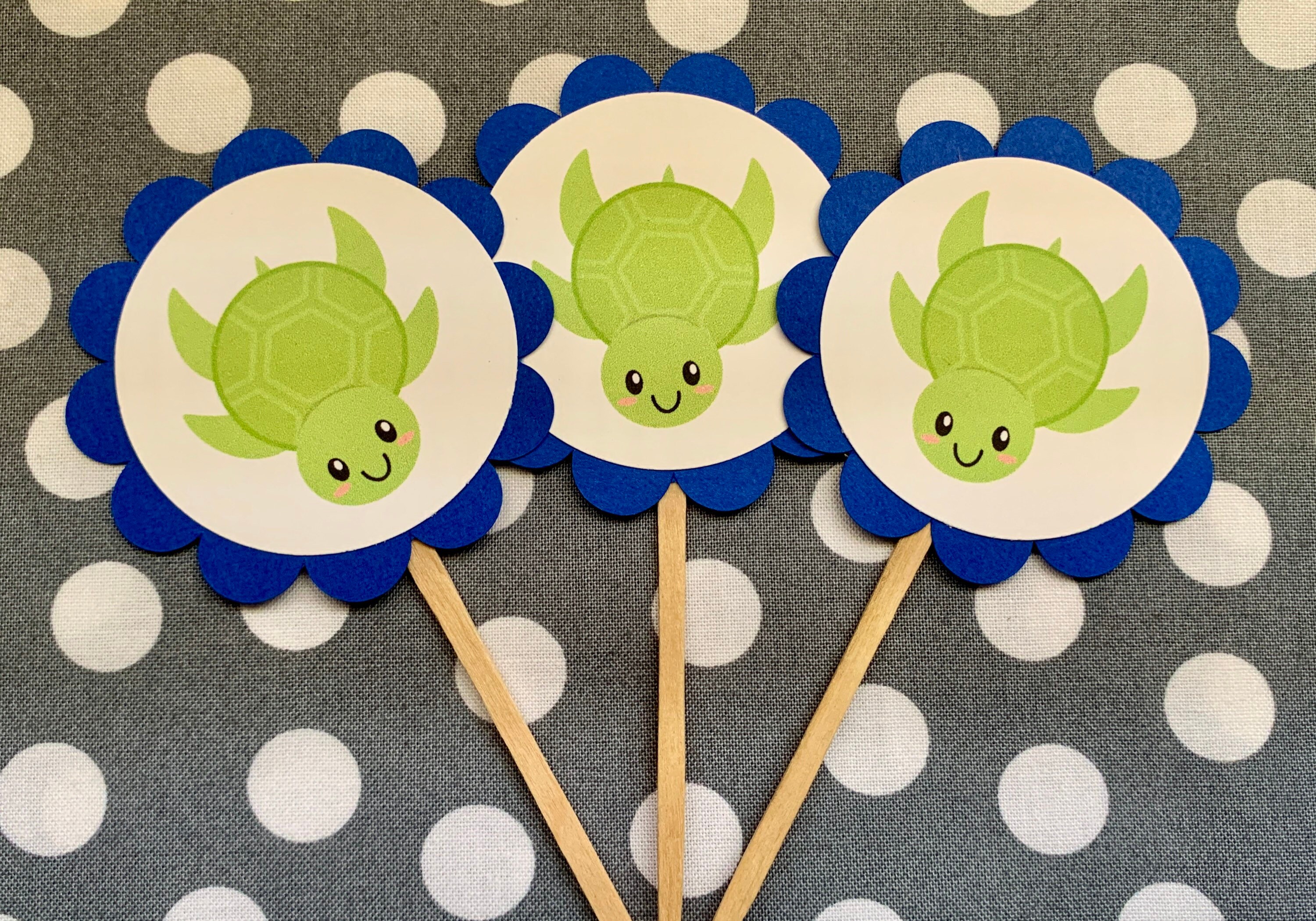Turtle Cupcake Toppers Turtle Cupcake Picks Turtle Etsy