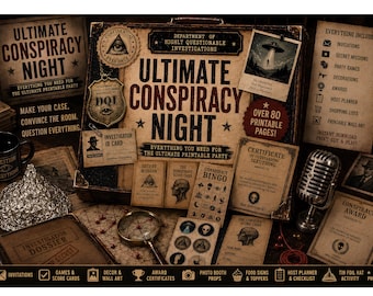 Ultimate Conspiracy Theory Party Game Printable , 80+ Page DIY Pack. Funny Adults Game Night. Instant Download