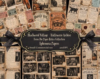 Vintage Halloween Ephemera, Gothic Junk Journal Kit, Spooky Victorian Printable.