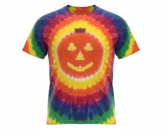 Smiley Face pumpa Tie Dye-skjorta Tye Die FRI FRAKT