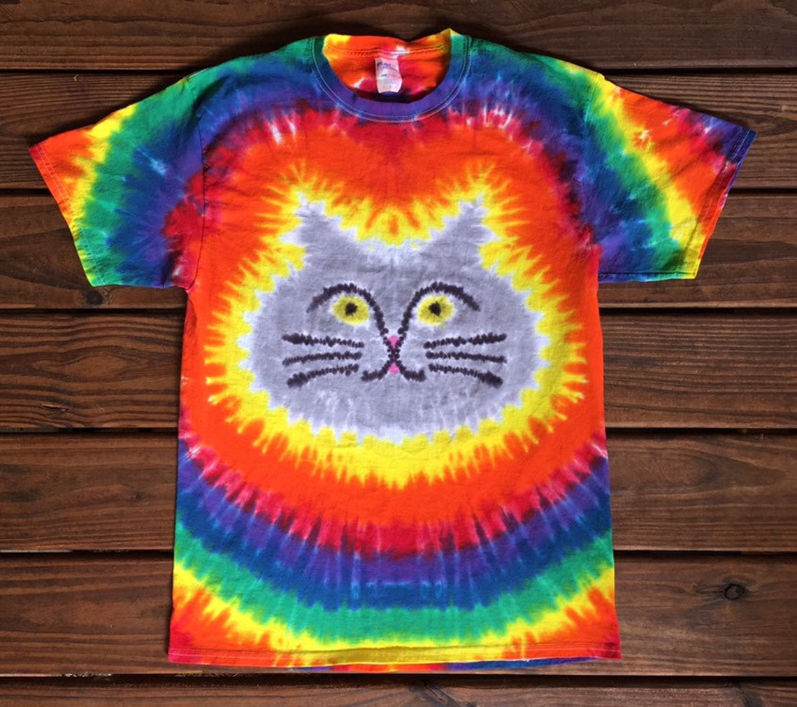 Cat Tie Dye Shirt Tye Die FREE SHIPPING Grumpy or Happy Kitty Etsy