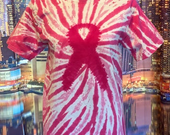 Breast Cancer Awareness Tie Dye T Shirt FREE SHIPPING Tye die