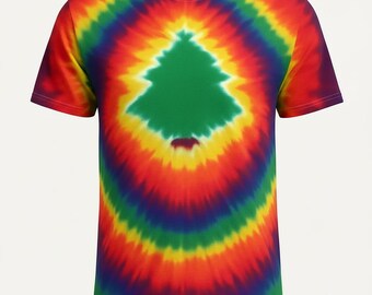 Youth & Adult Christmas Tree Handmade Tie Dye Tee Short and Long Sleeve