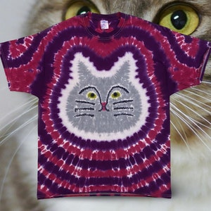 Cat Tie Dye Shirt Tye Die FREE SHIPPING Grumpy or Happy Kitty you choose!
