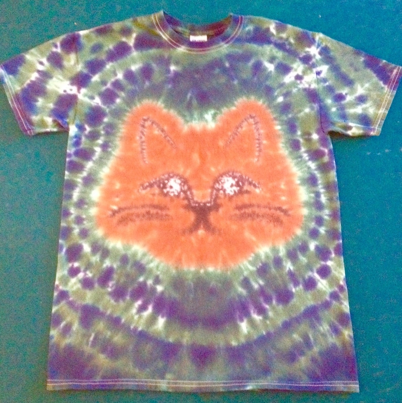 Cat Tie Dye Shirt Tye Die FREE SHIPPING Grumpy or Happy Kitty Etsy