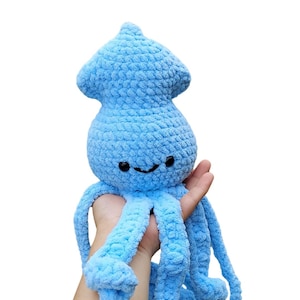 Plush Blue Squid: Sea Creature Nursery Toy