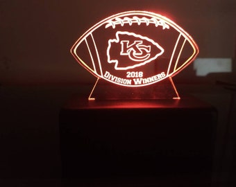 Kansas City Chiefs Engraved Acrylic Led Desk Sign, Football LED Sign, Anniversary Gift, Personalized Birthday Gift