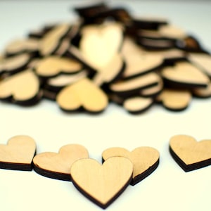 Laser cut MDF drewniane rzemiosło serca ilość 100 1.5 ' ' x 1.5 ' ' (3.81 x 3.81 cm) Scrapbooking, materiały rzemieślnicze, wesele Księga Gości serca