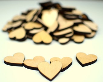 Laser Cut MDF Wooden Craft Hearts Bulk Quantity 100  1.5''x1.5''(3.81x3.81cm) Scrapbooking, Crafting Materials, Wedding Guest Book Hearts