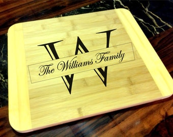 Custom Personalized Monogram Laser Engraved Bamboo Cutting Board, Valentine's Day Gift, Wedding Gift, Anniversary Gift. Any Quote, Lyric