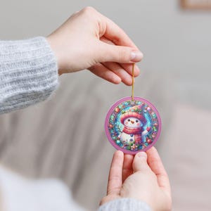 Ornamento in ceramica a forma di pupazzo di neve 4, decorazione invernale, decorazione natalizia, regalo festivo, ornamento per l&#39;albero di Natale, graziosa opera d&#39;arte a forma di pupazzo di neve