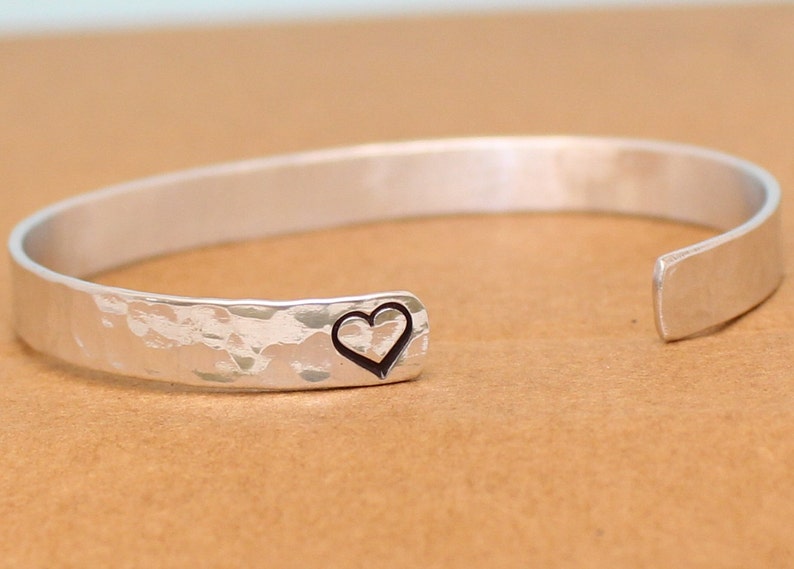 Sterling Silver Bangle- Hammered Gift for Her Him Love Gift I Love You More Personalized