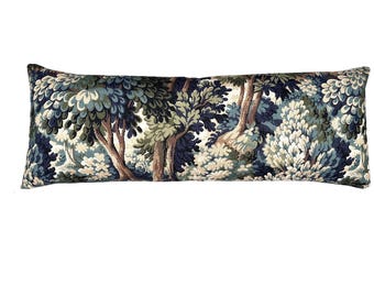Basswood Forest Blue Long Lumbar Pillow Cover | Tapestry | Bed Pillow | Multiple Sizes | Botanical
