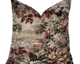 Woodrose Botanical Tapestry Pillow Cover | Moody | Earth Tones