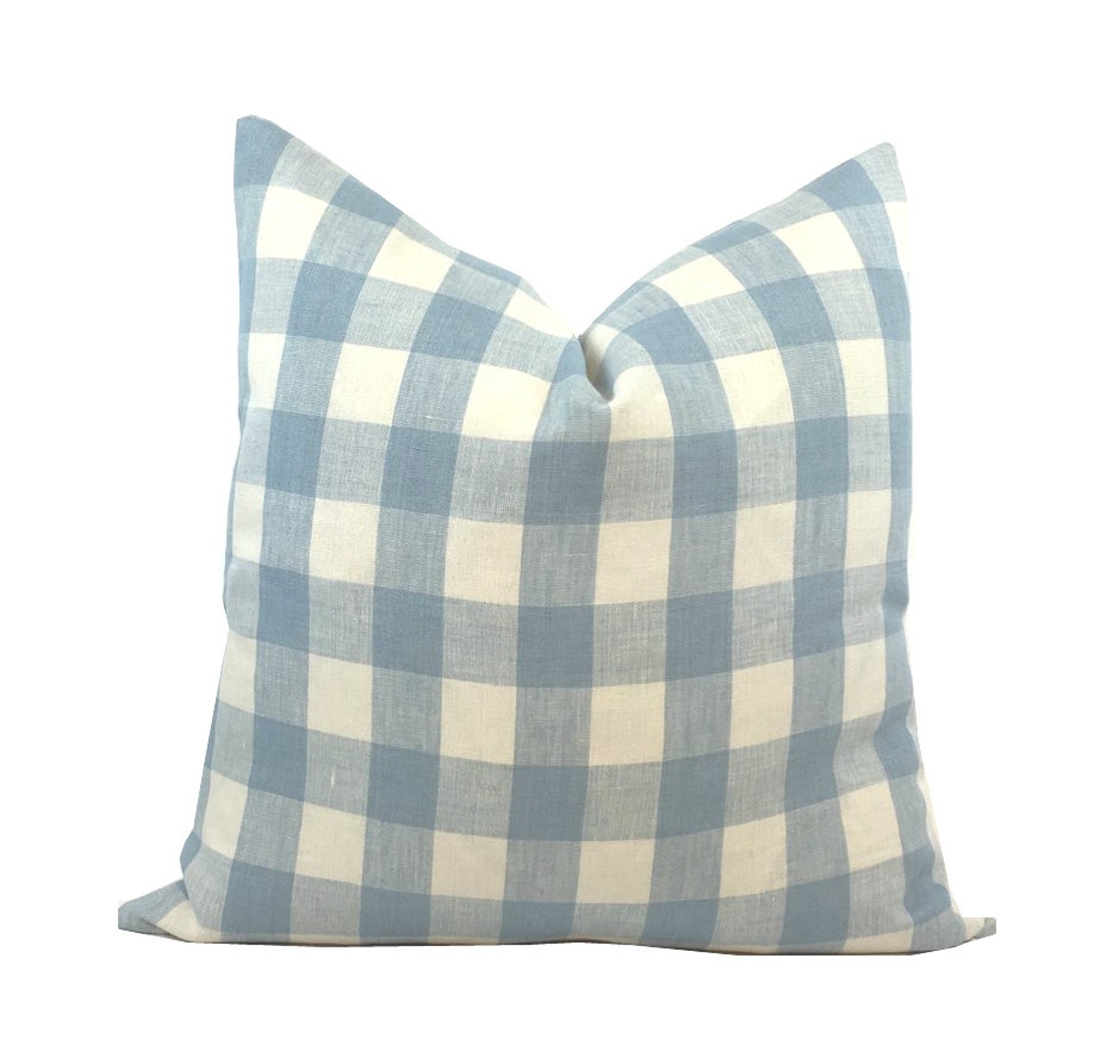 Sky Blue and Cream Check Pillow Cover Plaid Buffalo Check Etsy