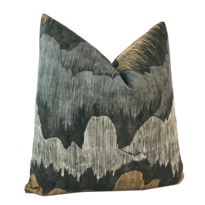 Cascadia Noir Pillow Cover | Charcoal, Black and Camel Tones | Kelly Wearstler |  1 or 2 Sided | Designer