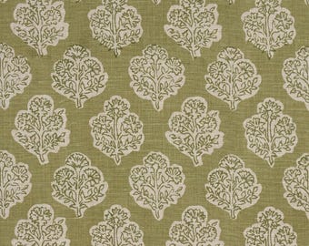 Schumacher Manali Green Pillow Cover | Moss Green Floral Hand Print | Designer |  High End | Neutral