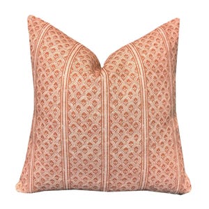 Brynn Soft Rust Stripe Linen Pillow Cover | Neutral | Designer | High End | Rusty Rose