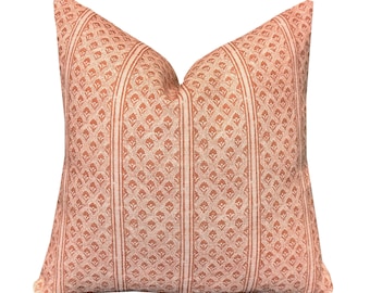 Brynn Soft Rust Stripe Linen Pillow Cover | Neutral | Designer | High End | Rusty Rose