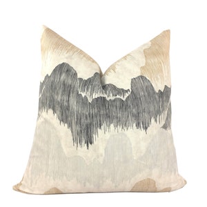 Cascadia Basalt Pillow Cover | Charcoal and Neutral Tones | Kelly Wearstler |  1 or 2 Sided | Designer