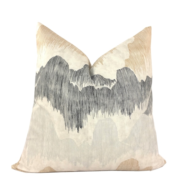 Cascadia Basalt Pillow Cover | Charcoal and Neutral Tones | Kelly Wearstler |  1 or 2 Sided | Designer