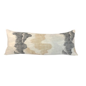 Cascadia Basalt Pillow Cover | Long Lumbar | Multiple Sizes | Bed Pillow | Charcoal & Neutral Tones | Kelly Wearstler | Designer