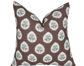 Daphne Brown Linen Pillow Cover | Chocolate Brown | Designer | High End | 1 or 2 Sided