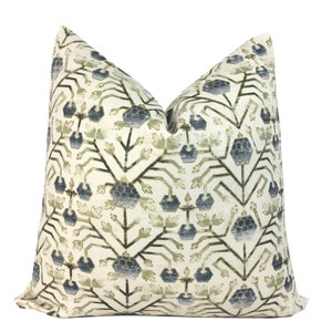 Designer Khotan Pillow Cover | Ivory and Indigo |  Zak and Fox | High End