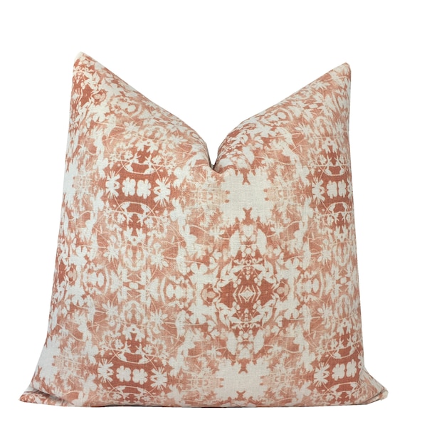 Faded Terra Cotta Linen Pillow Cover | Designer | High End | Apricot | Terra Cotta | Rust | Rusty Coral | Neutral | Belgian Linen