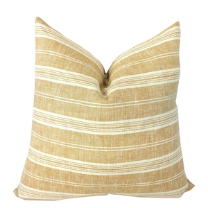 Mustard Boho Pillow Cover | Linen | Farmhouse | Vintage Style | Same Fabric Both Sides | Bohemian | Gold | Ochre