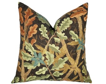 Woodands Brown Pillow Cover | Brown Green Blue Persimmon | Earthy |  Designer |  High End | Fall | Autumn