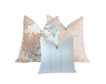 Flying Tack Collection #3 | Terra Cotta Blues | Paule Rust | Haint Blue Stripe | 3 Pillow Covers