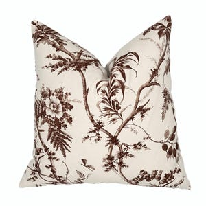 Gazebo Brown Floral Pillow Cover | Designer | Large Scale Botanical | Decorative Pillow | High End