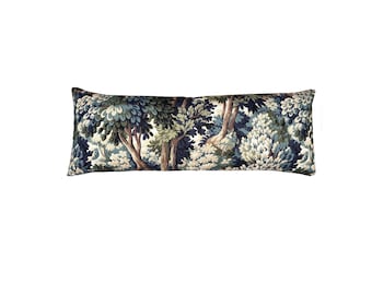Basswood Forest Blue Long Lumbar Pillow Cover | Tapestry | Bed Pillow | Multiple Sizes | Botanical
