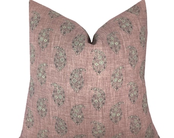 Jessamy Plum Rose Pillow Cover | Designer | 1 or 2 Sided  | High End | Paisley | Plum Grey | Aubergine