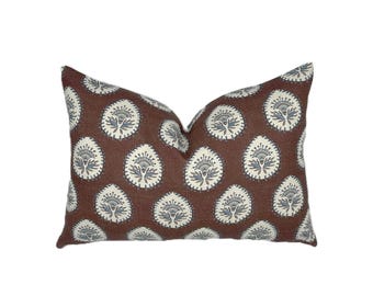 Daphne Brown Lumbar Pillow Cover | Chocolate Brown | Multiple Sizes | Designer | High End