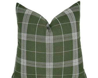 Bristol Olive Green Plaid Pillow Cover | Same Fabric Both Sides