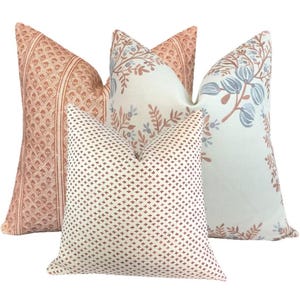 Flying Tack Collection #7 | Brynn Rust Stripe | Terra Cotta Blues Floral | Paule Rust. | 3 Pillow Covers