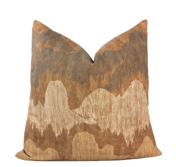 Dun Neutral Urban Chic Camel Kelly Wearstler Designer 1 OR 2 SIDED Cascadia Saffron Pillow Cover Rust