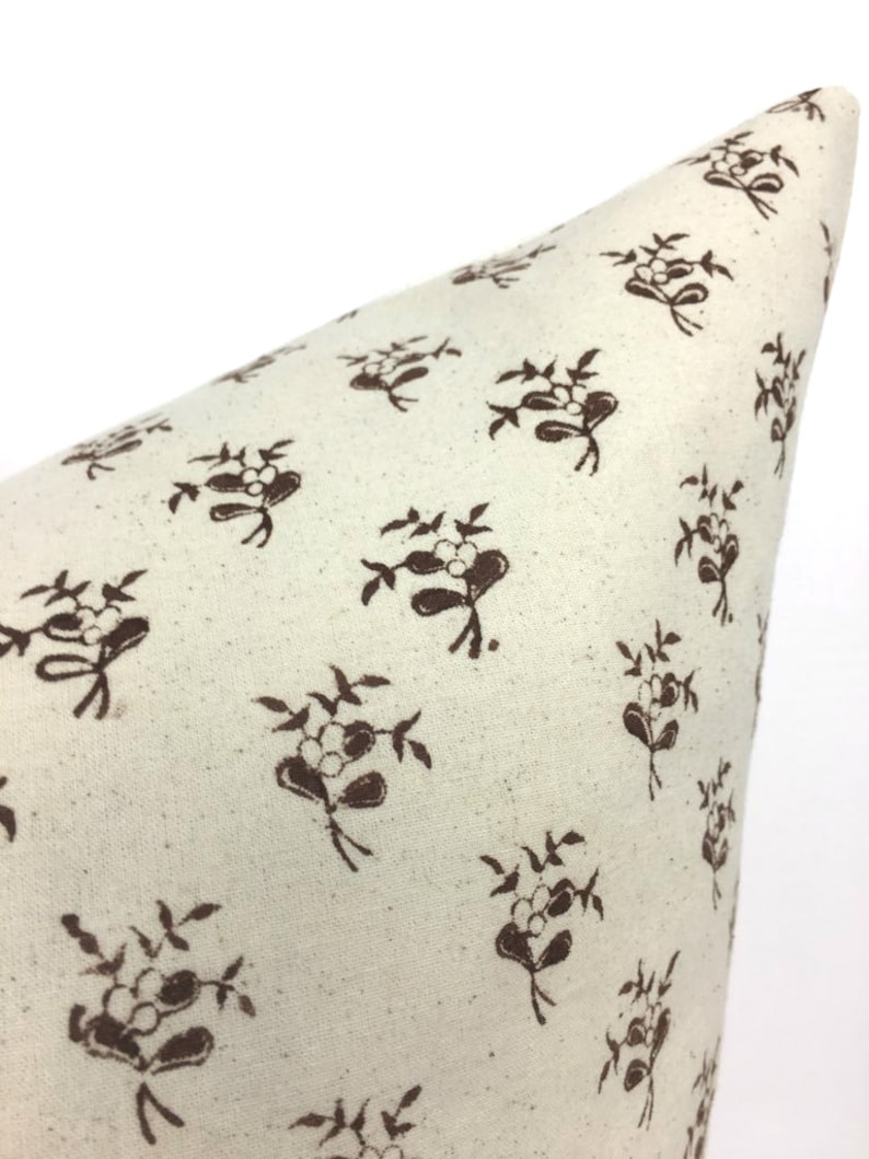 Coffee Designer Chocolate Brown on IvoryLight Natural Pillow Cover High End | Hand Block Print Modern Boho 1 OR 2 Sided