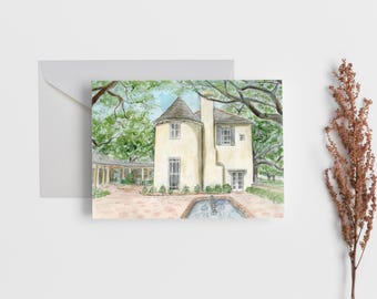 Heymann House Watercolor Art Print, UL Alumni Center Wedding Venue, Cajun Landmark
