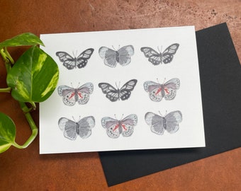 Watercolor Butterfly Card, Love Note, Bug Lover Gift, Botanical Art Print