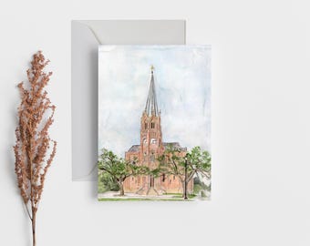 St. Stephen Basilica New Orleans Watercolor Art Print, Catholic Church Parish Card