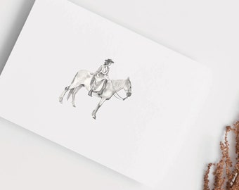Cowgirl on Horseback / Blank Greeting Card and Art Print