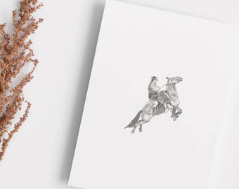 Cowgirl on Horseback / Blank Greeting Card and Art Print