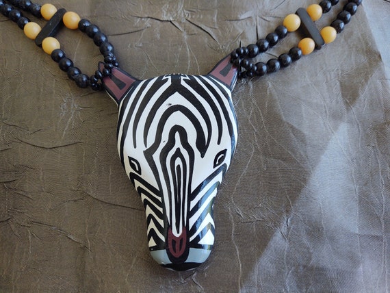 ZEBRA Necklace Tribal Zebra Jewelry Pendant Neckla