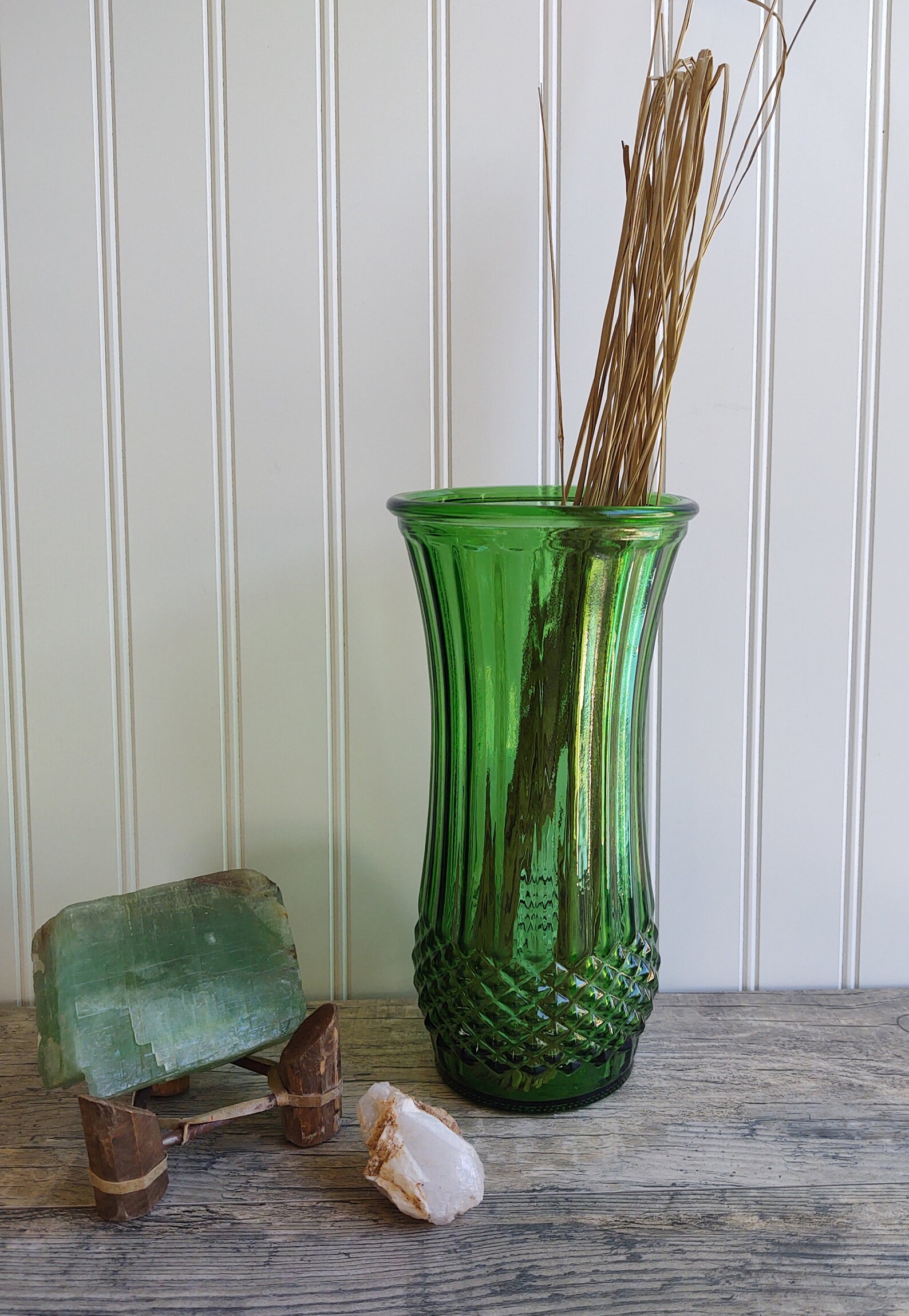 HOOSIER GLASS VASE 9 3/4 Vintage Green Glass Vase 4089A Etsy